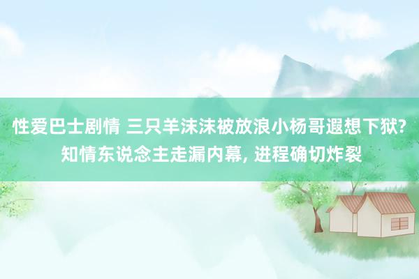 性爱巴士剧情 三只羊沫沫被放浪小杨哥遐想下狱? 知情东说念主走漏内幕， 进程确切炸裂