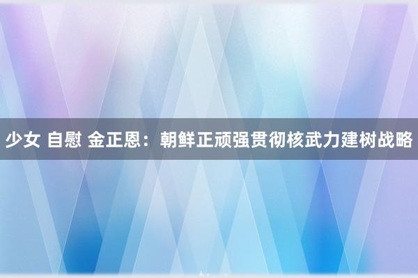 少女 自慰 金正恩：朝鲜正顽强贯彻核武力建树战略