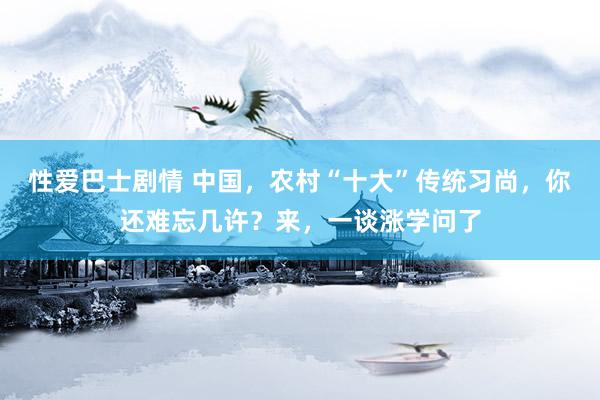 性爱巴士剧情 中国，农村“十大”传统习尚，你还难忘几许？来，一谈涨学问了