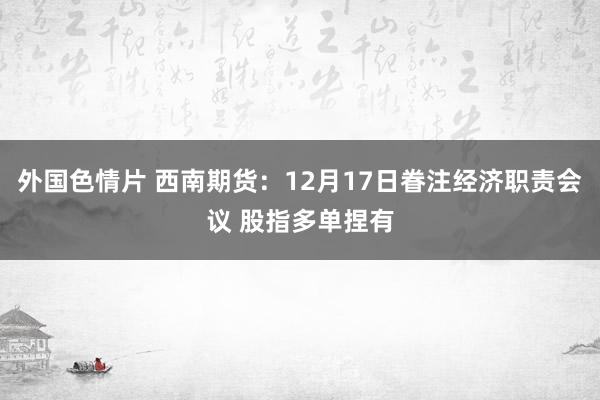 外国色情片 西南期货：12月17日眷注经济职责会议 股指多单捏有