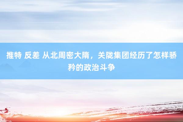 推特 反差 从北周密大隋，关陇集团经历了怎样骄矜的政治斗争