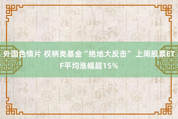 外国色情片 权柄类基金“绝地大反击” 上周股票ETF平均涨幅超15%