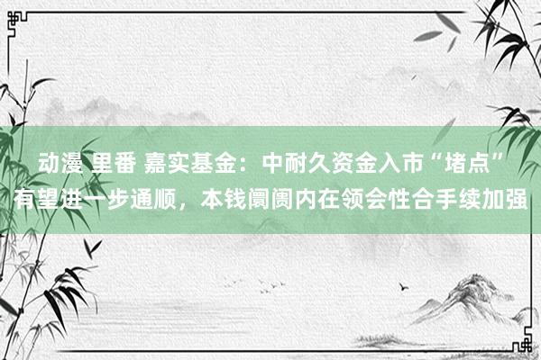 动漫 里番 嘉实基金：中耐久资金入市“堵点”有望进一步通顺，本钱阛阓内在领会性合手续加强