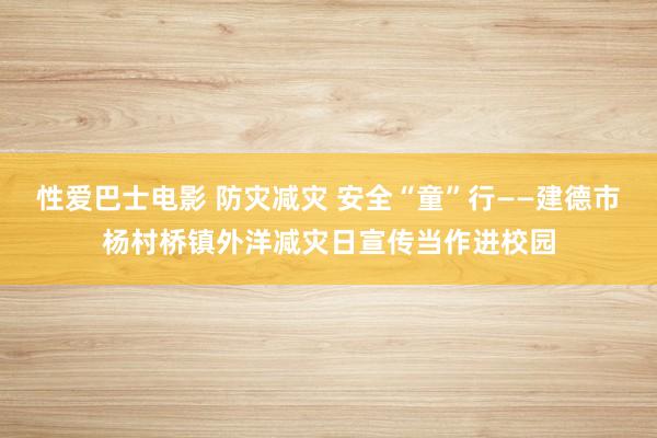 性爱巴士电影 防灾减灾 安全“童”行——建德市杨村桥镇外洋减灾日宣传当作进校园