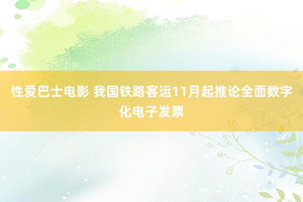 性爱巴士电影 我国铁路客运11月起推论全面数字化电子发票