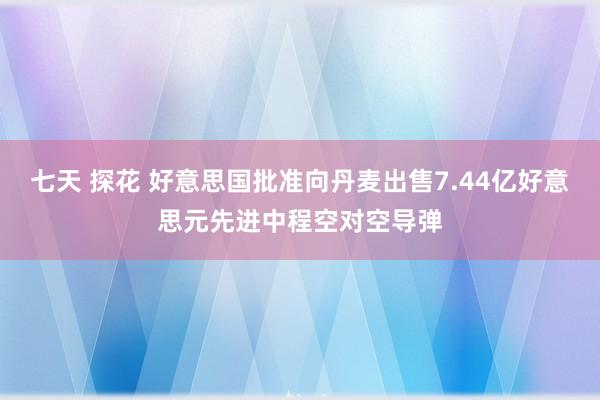 七天 探花 好意思国批准向丹麦出售7.44亿好意思元先进中程空对空导弹