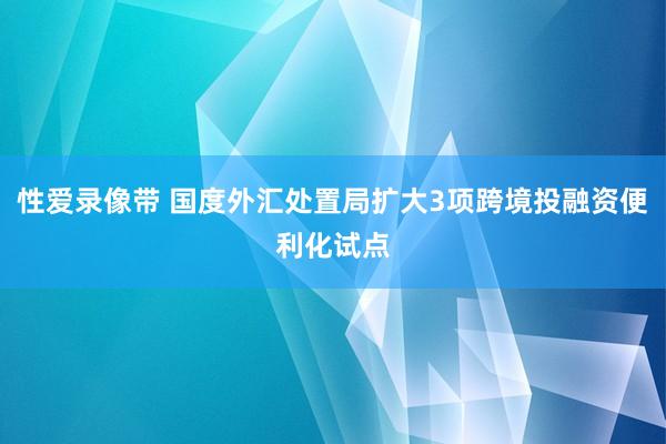 性爱录像带 国度外汇处置局扩大3项跨境投融资便利化试点