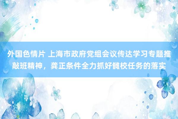 外国色情片 上海市政府党组会议传达学习专题推敲班精神，龚正条件全力抓好雠校任务的落实