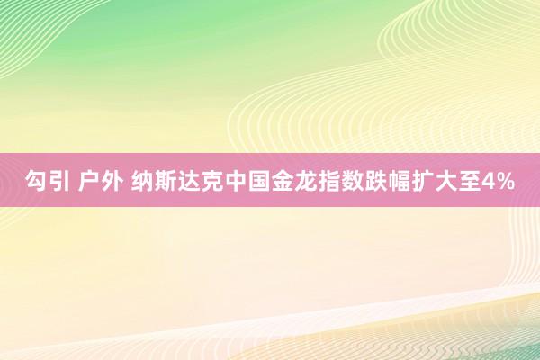 勾引 户外 纳斯达克中国金龙指数跌幅扩大至4%