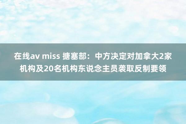 在线av miss 搪塞部：中方决定对加拿大2家机构及20名机构东说念主员袭取反制要领