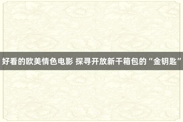 好看的欧美情色电影 探寻开放新干箱包的“金钥匙”