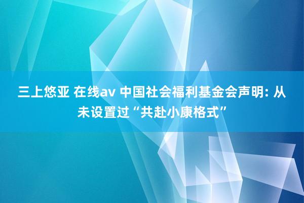 三上悠亚 在线av 中国社会福利基金会声明: 从未设置过“共赴小康格式”