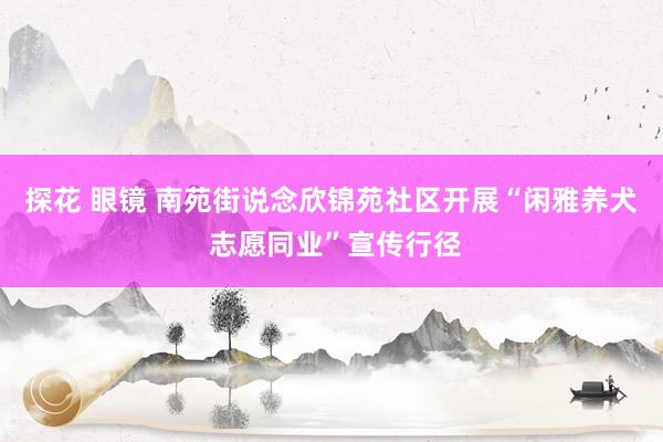 探花 眼镜 南苑街说念欣锦苑社区开展“闲雅养犬 志愿同业”宣传行径