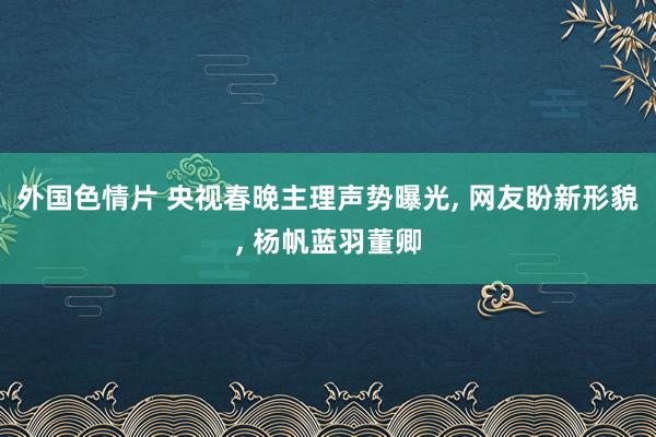 外国色情片 央视春晚主理声势曝光， 网友盼新形貌， 杨帆蓝羽董卿